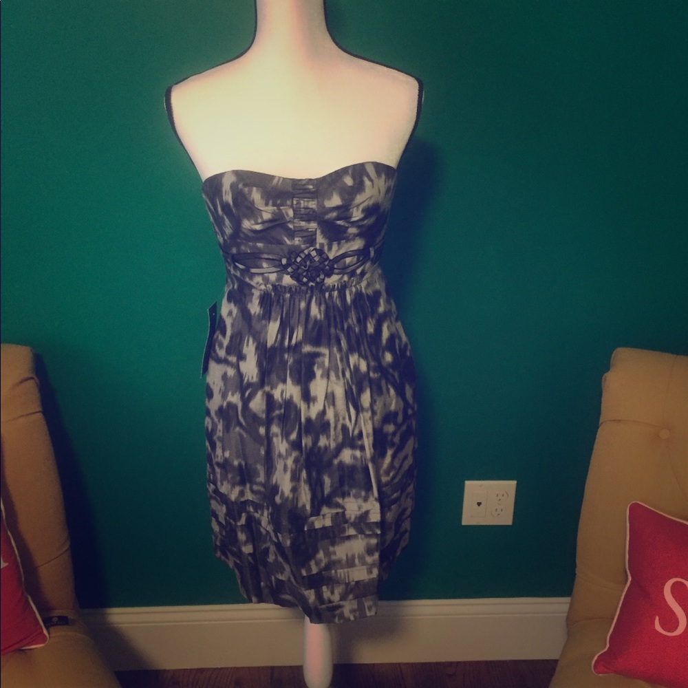 BCBG Max Azria Strapless Black & Grey Dress